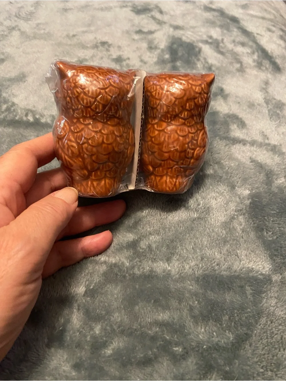 Ceramic Owl Salt and Pepper Shakers - Brown